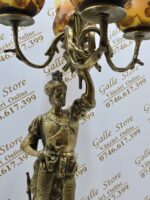 Sfesnic cu sticla tip Galle si suport soldat de bronz - imagine 4