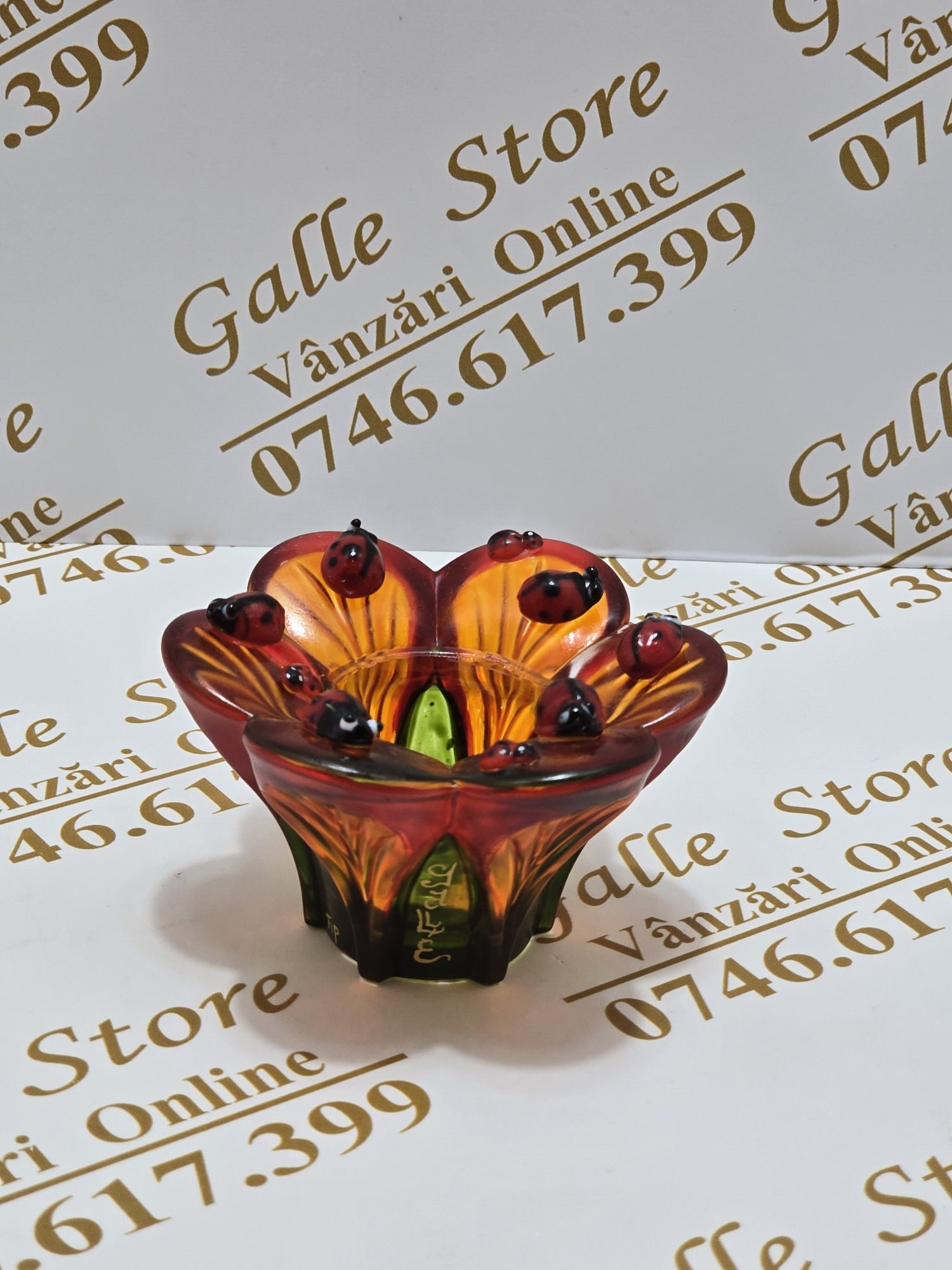 20260325_221242 Suport lumanare cu gargarite iesite in relief tip Galle - imagine 1